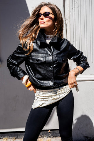 Ivy Faux Leather Jacket - Black