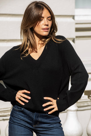Charlie V neck Jumper  - Black