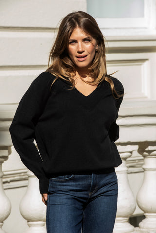 Charlie V neck Jumper  - Black