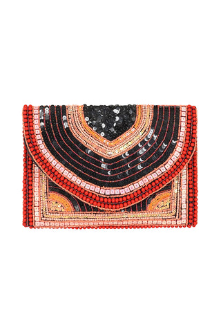 Sequin Clutch Bag - Black/Red Mix