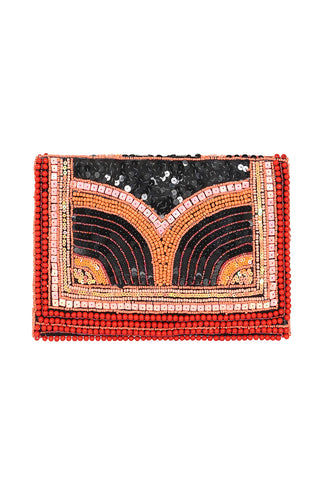 Sequin Clutch Bag - Black/Red Mix
