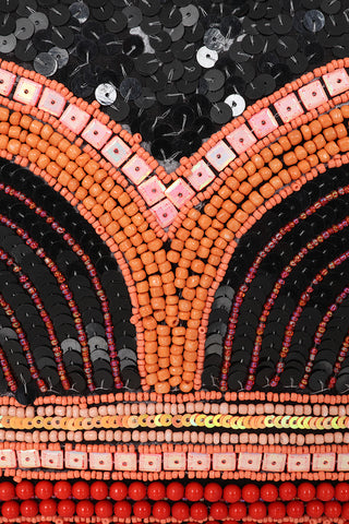 Sequin Clutch Bag - Black/Red Mix