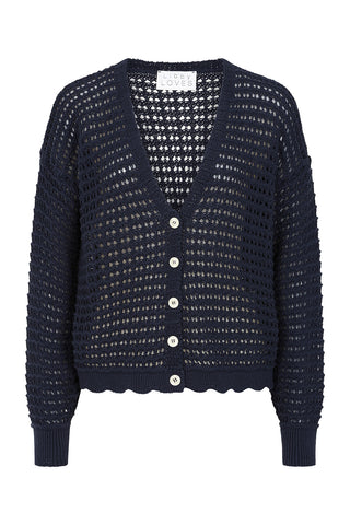 Gia Crochet Cardigan - Navy