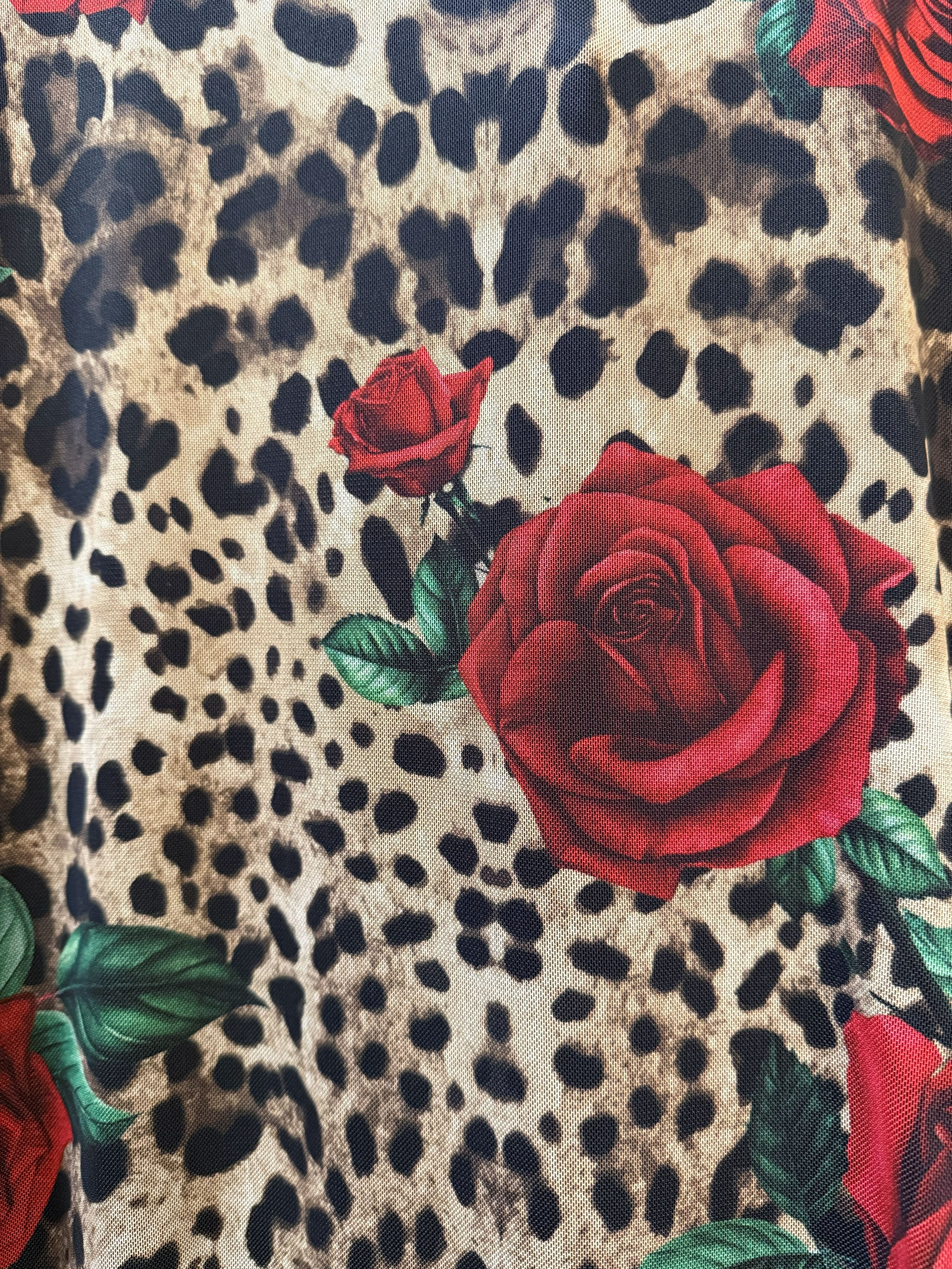 leopard print dress with red roses DNA couture | Dresses | Dna Couture Leopard Print Strapless Midi Dress With Red Rose Accents Medium