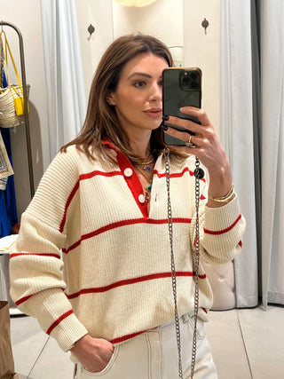 Ziggy Crochet - Ecru/Red