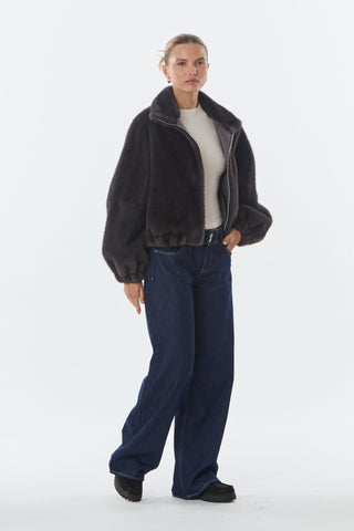Josie Faux Fur Jacket - Anthracite