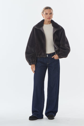 Josie Faux Fur Jacket - Anthracite