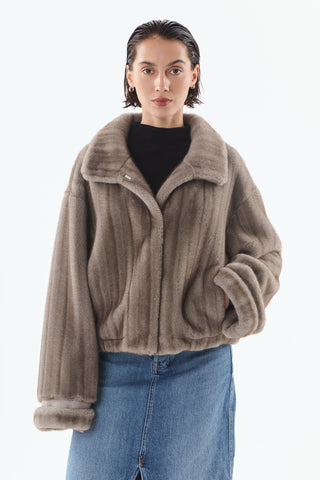 Macy Faux Fur Jacket - Grey
