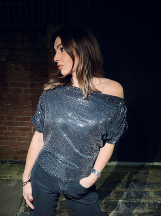 MARGOT - Off shoulder top - Gunmetal