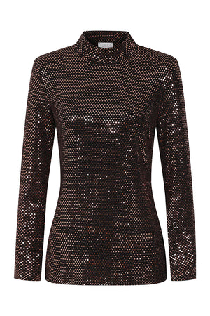 
            
                Load image into Gallery viewer, Sparkle turtle neck top bronze
            
        