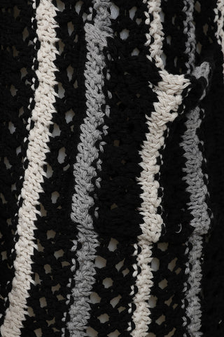 Sicily Loose Crochet Cardi - Black Stripe