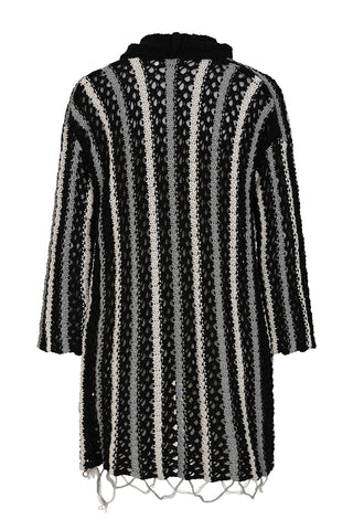 Sicily Loose Crochet Cardi - Black Stripe
