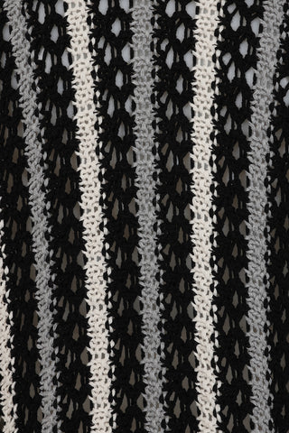 Sicily Loose Crochet Cardi - Black Stripe
