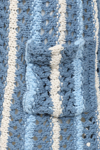 Sicily Loose Crochet Cardi - Blue Stripe