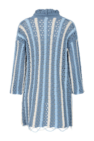 Sicily Loose Crochet Cardi - Blue Stripe