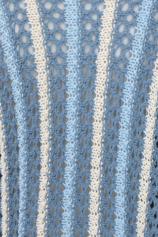 Sicily Loose Crochet Cardi - Blue Stripe