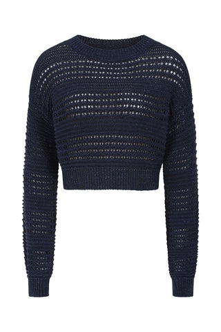 Sofia Short Crochet Jumper - Navy
