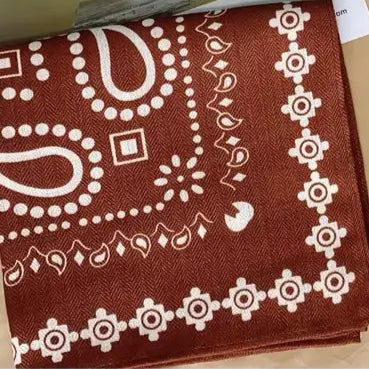 Bandana Square Neck Scarf - Chocolate