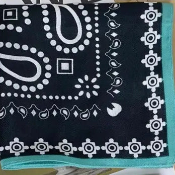 Bandana Square Neck Scarf - Navy/Mint