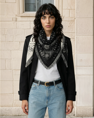 Large Triangle Bandana Scarf - Black