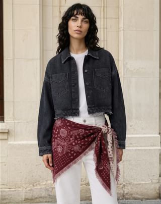 Large Triangle Bandana Scarf - Deep Red