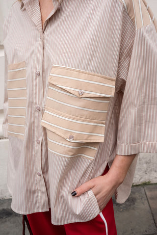 Harper Shirt - Beige Stripe