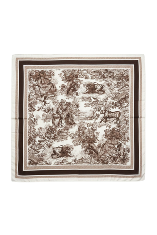 Large Border Mural Scarf - Brown