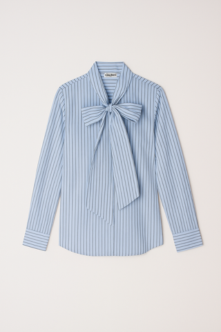 Lily Stripe Bow Shirt - Blue