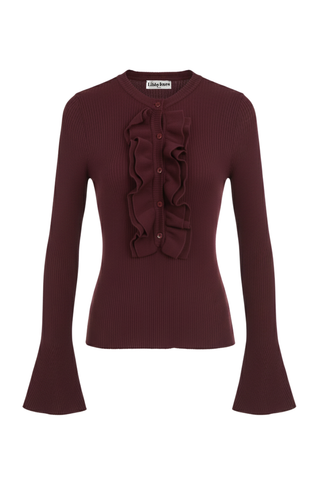 Gracie Frill Top - Burgundy
