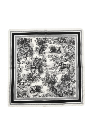 Large Border Mural Scarf - Black