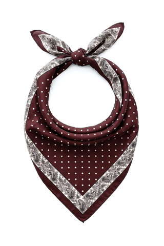 Polka Dot Paisley Border Scarf – Wine Red