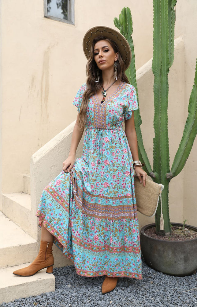 Meadow Dress Long in Turquoise