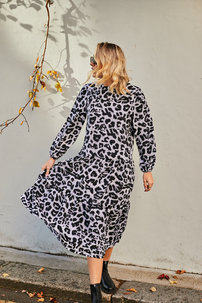 
            
                Load image into Gallery viewer, Lolly Leopard Dress in Grey
            
        